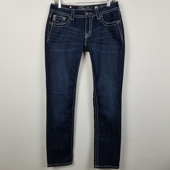 Miss Me Denim - Miss Me Straight Leg Dark Wash Jeans 29x32